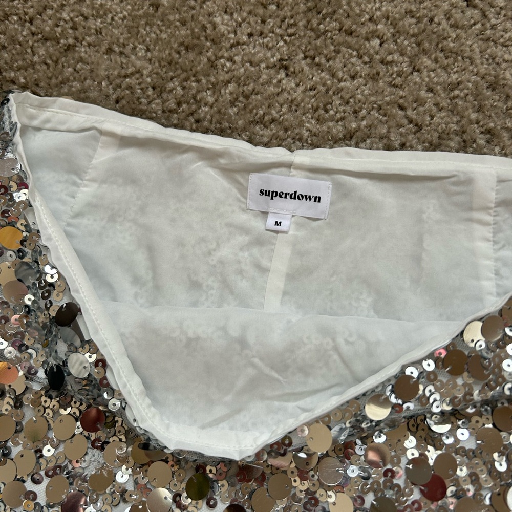 Superdown Ishani Silver Sequin Micro Mini Skirt - image 6
